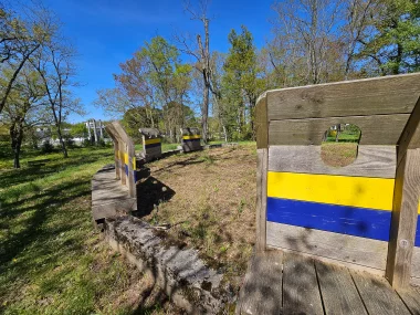 Parc de Beaudesert banc sur muret.
